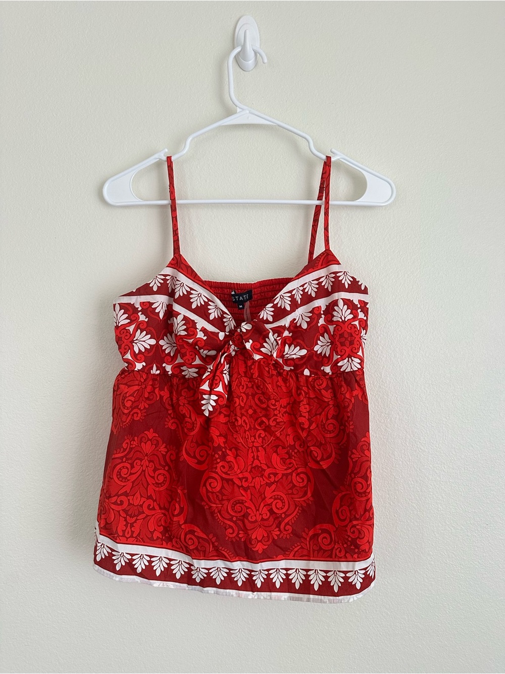1.state Red Floral Tie-Front Babydoll Cami Tank Top
